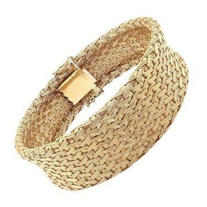 Authentic! Roberto Coin 18k Yellow Gold Large Basket Weave Bracelet